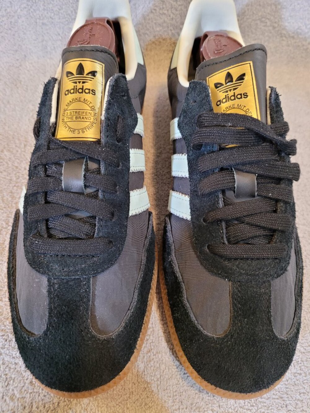 Adidas Samba OG Women's Size 5.5 Carbon Black Light Blue Sneakers ID0493 (#2327) - Picture 4 of 16